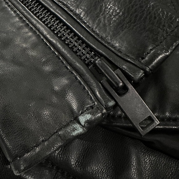 7 for all mankind leather moto jacket black sz S - Picture 5 of 7